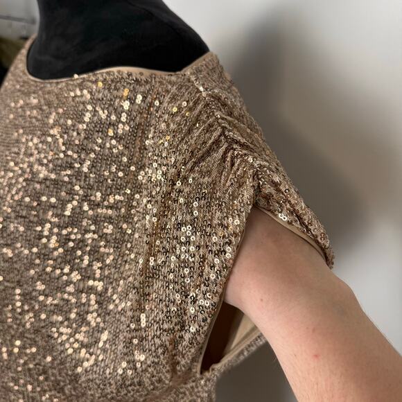 Torrid Sequin NWT Off Shoulder Short Sleeve Gold Shimmer Loose Fit Plus Size Top - Picture 5 of 11